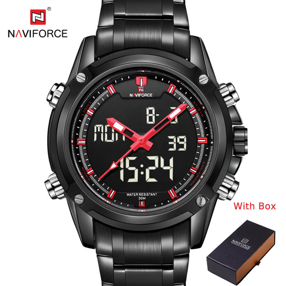 NAVIFORCE NF 9050 Men's Watch Analog-Digital Chronograph Stainless Steel Waterproof Wrist Watch