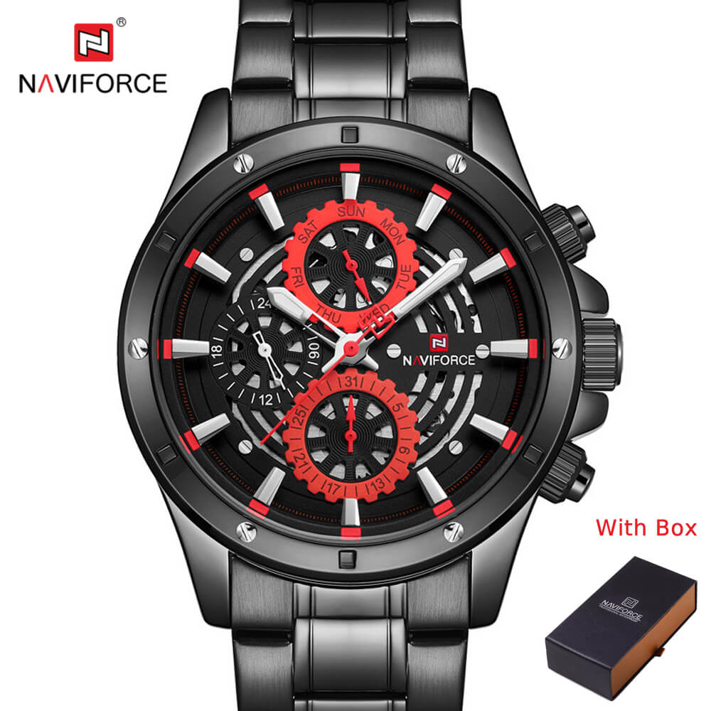 NAVIFORCE NF 9149 Men's Watch Stainless Steel Chronograph Waterproof  Wrist Watch with Date Week-COPPER