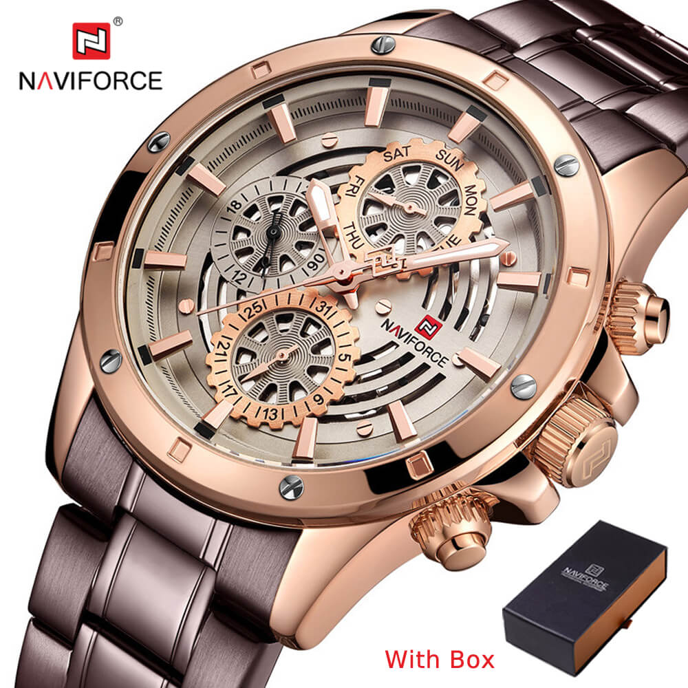 NAVIFORCE NF 9149 Men's Watch Stainless Steel Chronograph Waterproof  Wrist Watch with Date Week