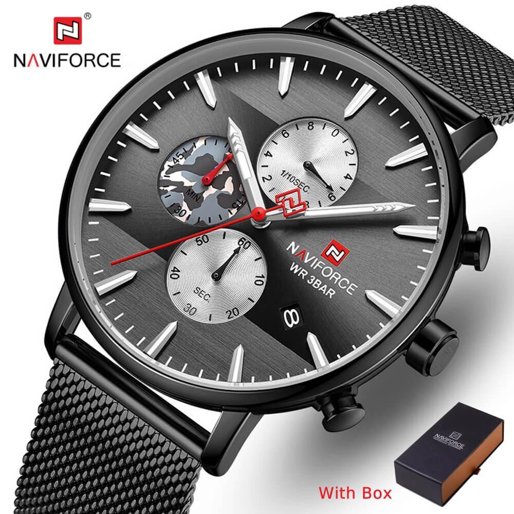 NAVIFORCE NF 9169 Stainless steel luxury Men's watch Waterproof with Chronograph-Black