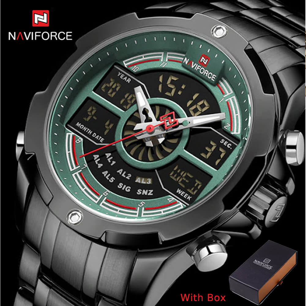 NAVIFORCE NF 9170 Stainless Steel Multifunctional Waterproof Wrist Watch for Men-Rose Gold Blue