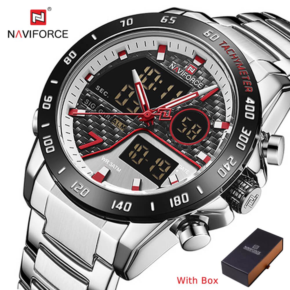NAVIFORCE NF 9171 Luminous Stainless steel Men's watch Dual Time Display Waterproof-Rose Gold Black