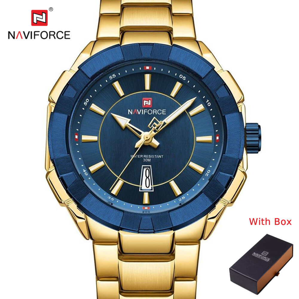 NAVIFORCE NF 9176 Stainless Steel Luminous Waterproof Men's watch with Date-Black
