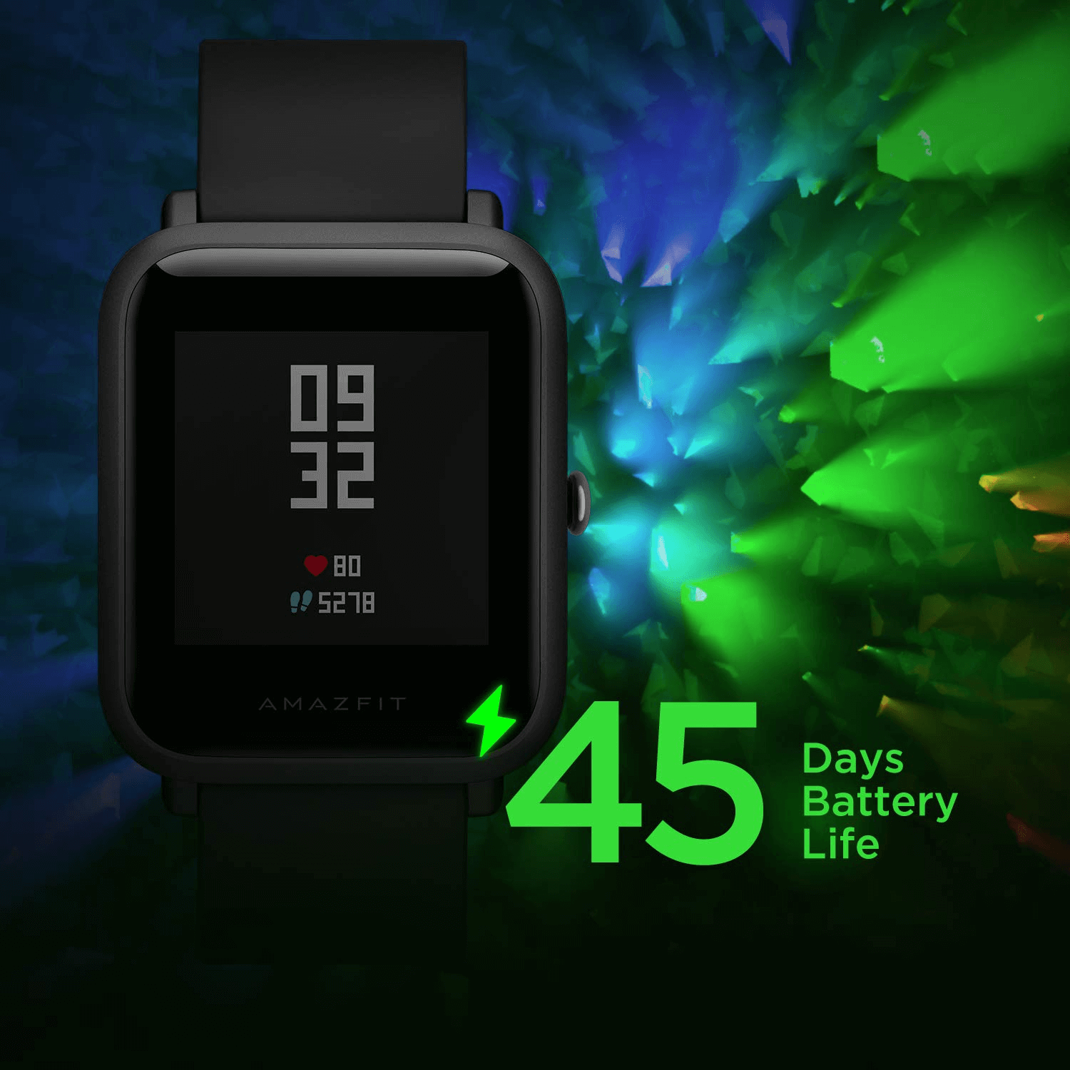 Amazfit Bip LIte 3ATM Water Resistance Smart watch 45 Days Battery Life for Android and ios - Black