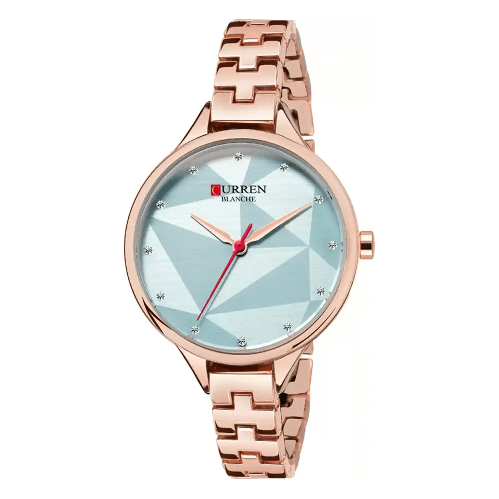 Curren 9047 Ladies Watch with Stainless Steel Band - Rosegold with Green Dial