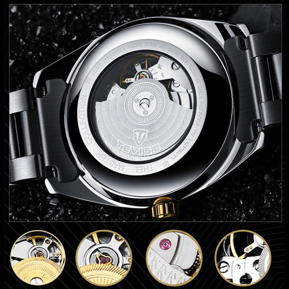 TEVISE 795D Business Men Automatic Mechanical Watch Fashion Casual Stainless Steel Strap Male Wristwatch