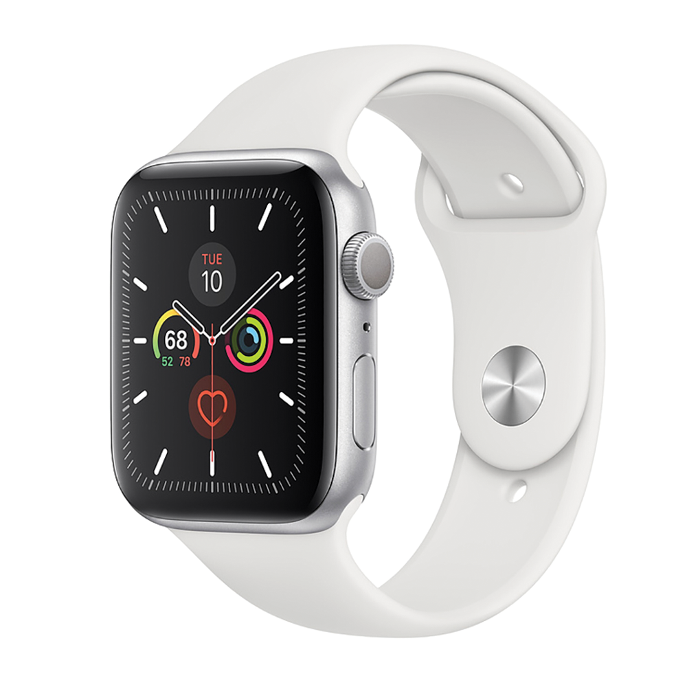 Apple Watch Series 5 44mm Aluminum Case With White Sport Band MWVD2LLA - Silver