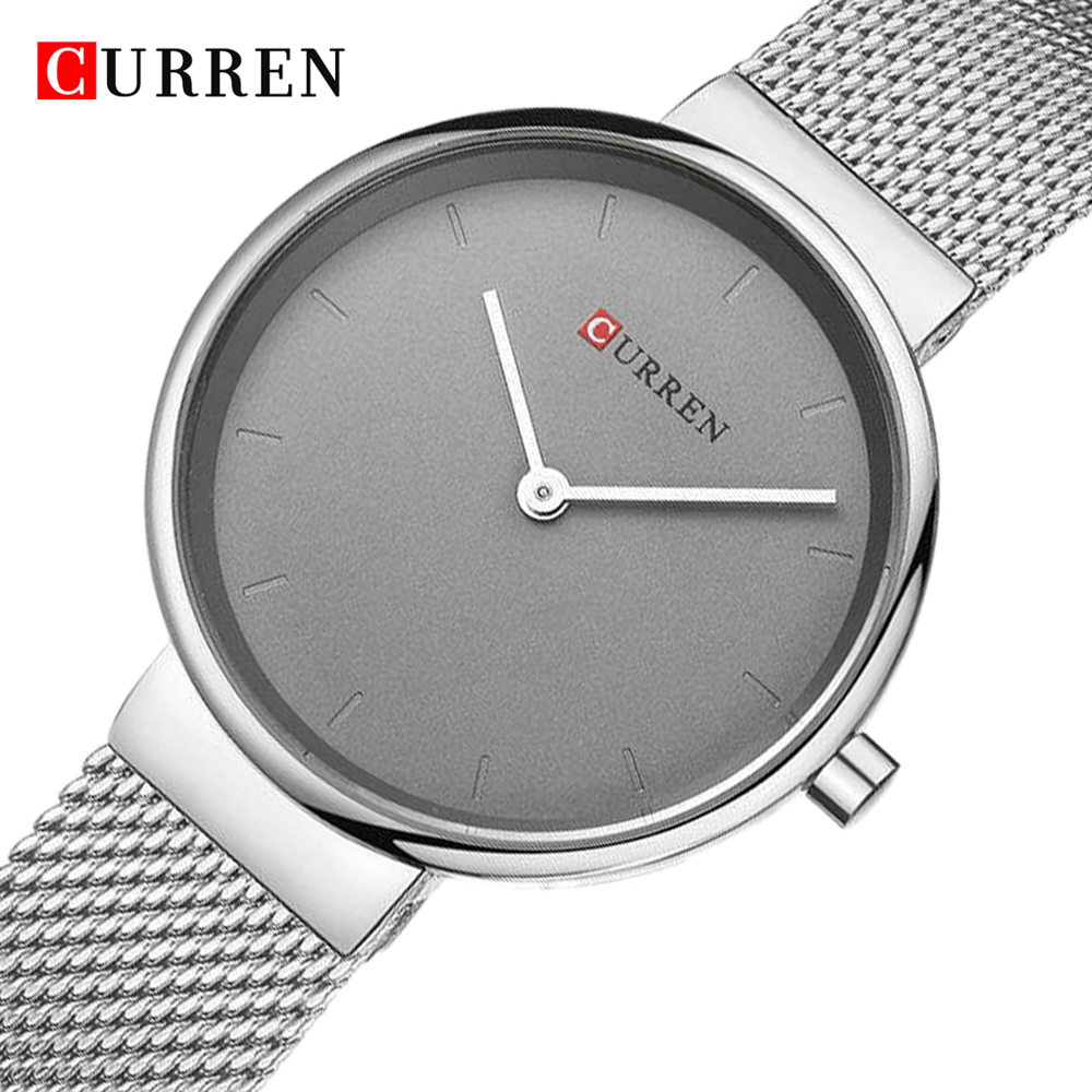 Curren 9016 Ladies Watch with Stainless Steel Band - Silver with Grey Dial