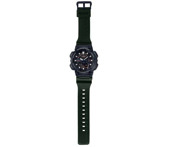 Casio AEQ-110W-3AVDF Mens Casual Analog and Digital Watch Green and Black