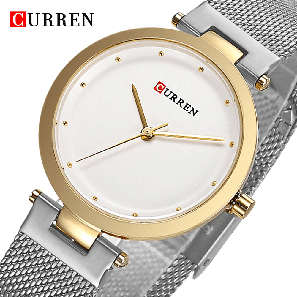 Curren 9005 Ladies Watch with Stainless Steel Band - Silver Gold