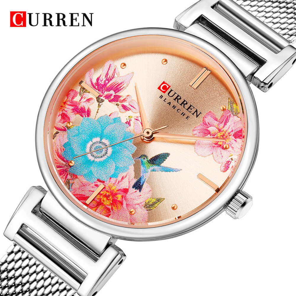 Curren 9053  Ladies Watch with Stainless Steel Band - Silver
