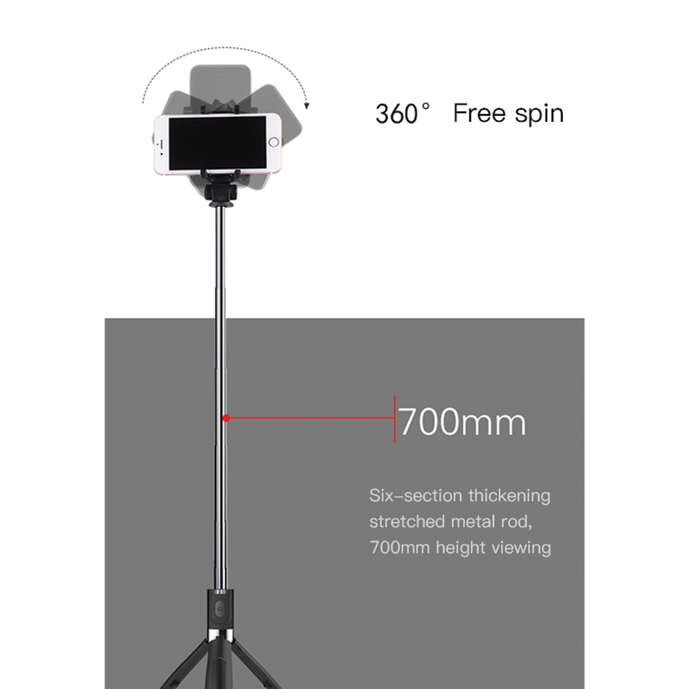 L01 Bluetooth Selfie Stick for Mobile Phones With Monopod and Tripod - Black