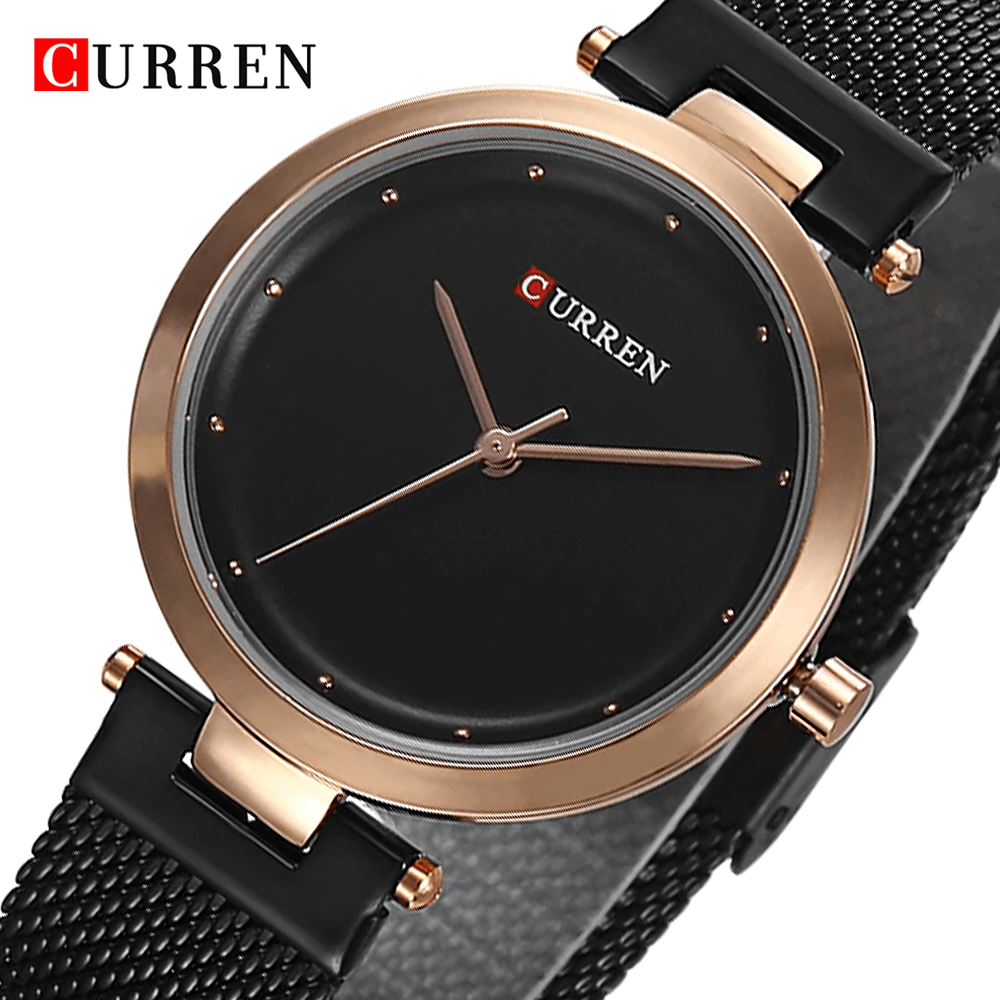 Curren 9005 Ladies Watch with Stainless Steel Band - Black