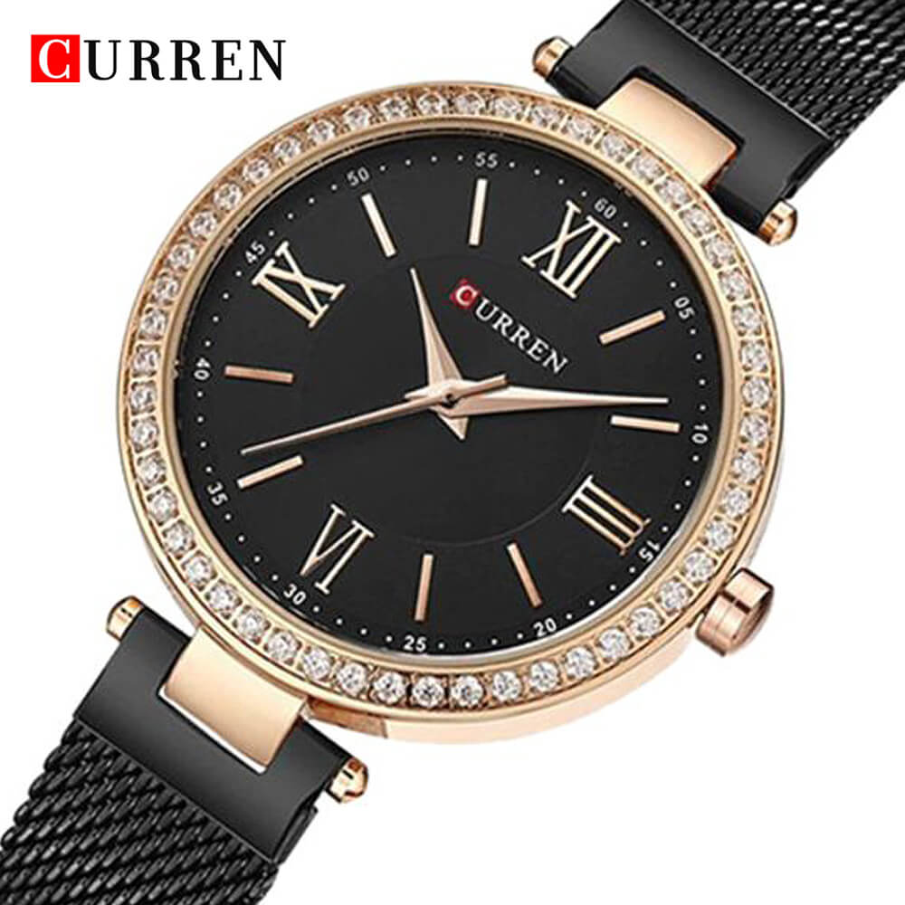 Curren 9011 Ladies Watch with Stainless Steel Band - Black