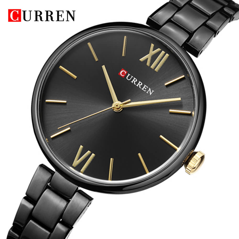 Curren 9017 Ladies Watch with Stainless Steel Band - Black