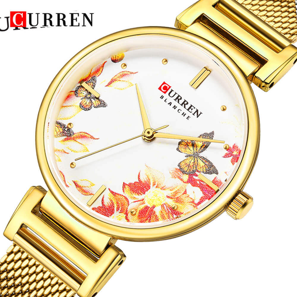 Curren 9053  Ladies Watch with Stainless Steel Band - Gold