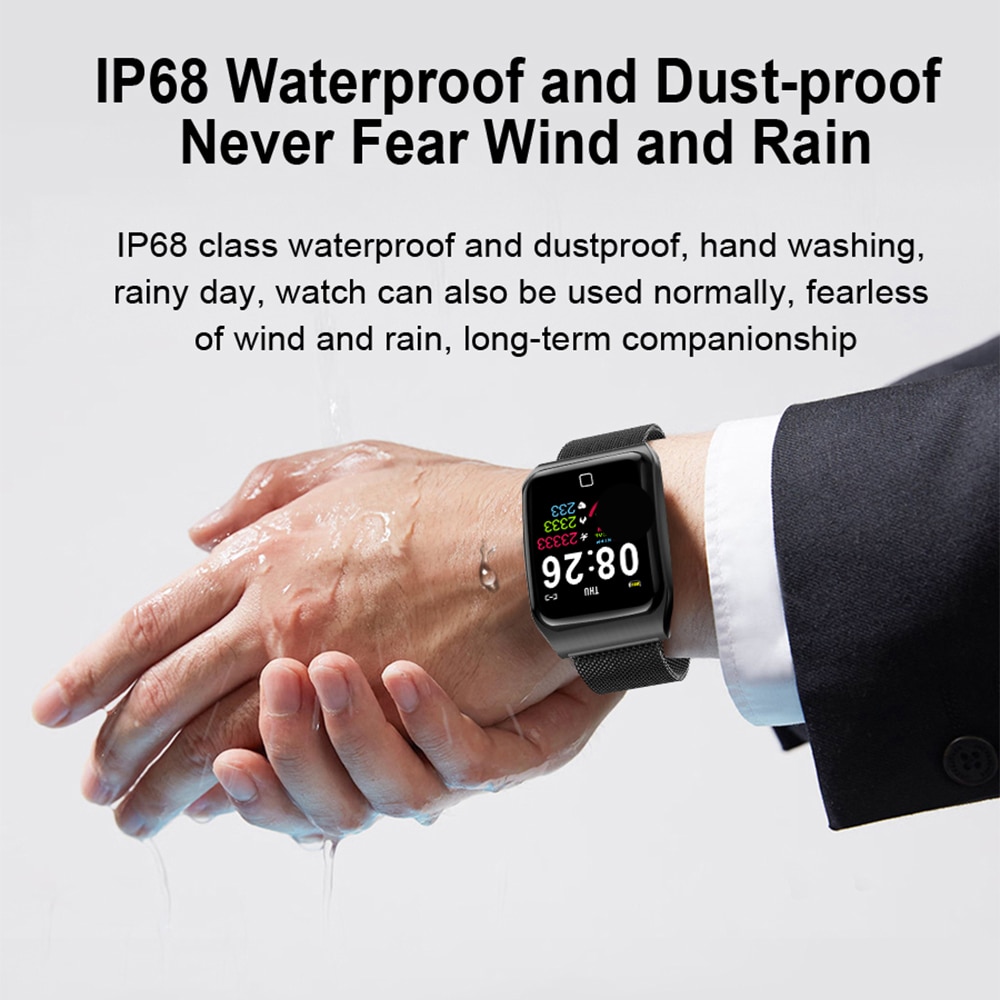 F9 Smart Watch IP68 Waterproof, Blood Pressure and Heart Rate Monitoring - Black