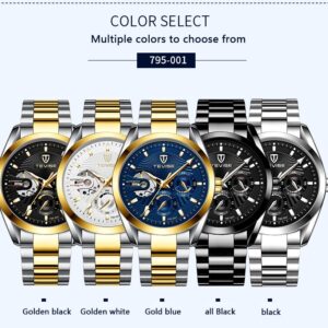 Tevise T795-002 Automatic Mechanical  Stainless steel Watch - Two Tone Blue