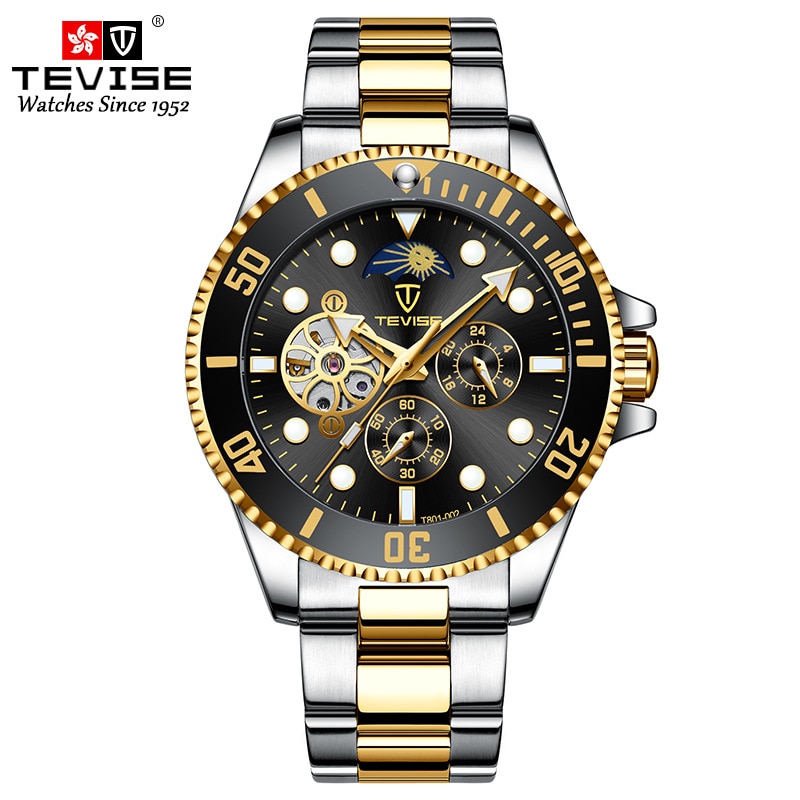 Tevise T801-002 Automatic Fashion Luxury Stainless Steel - Two Tone Black