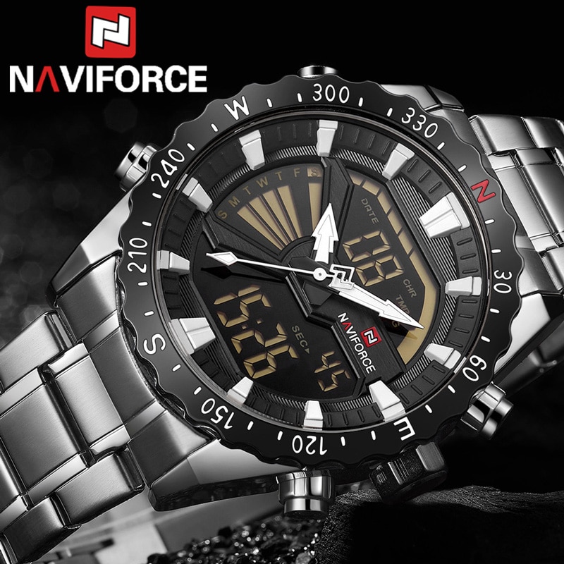 NAVIFORCE NF 9136 Luxury Brand Stainless Steel Waterproof Men's Wristwatch - Rose Gold Black