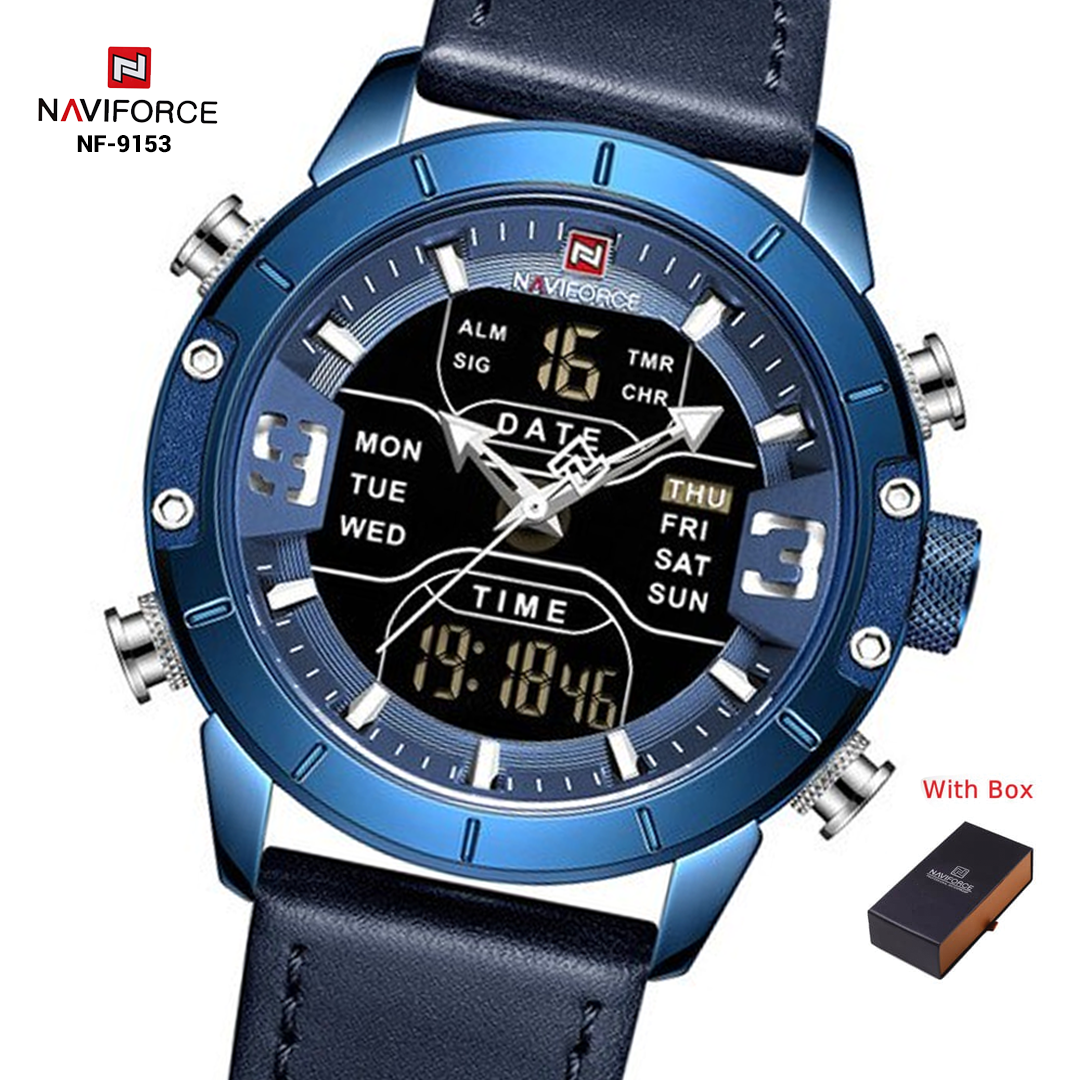 NAVIFORCE NF 9153L Luxury Brand Genuine Leather Men's Watch - Blue