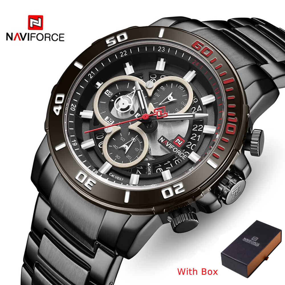 NAVIFORCE NF 9174 Stainless Steel Waterproof Men's Wristwatch All Chronograph - Black