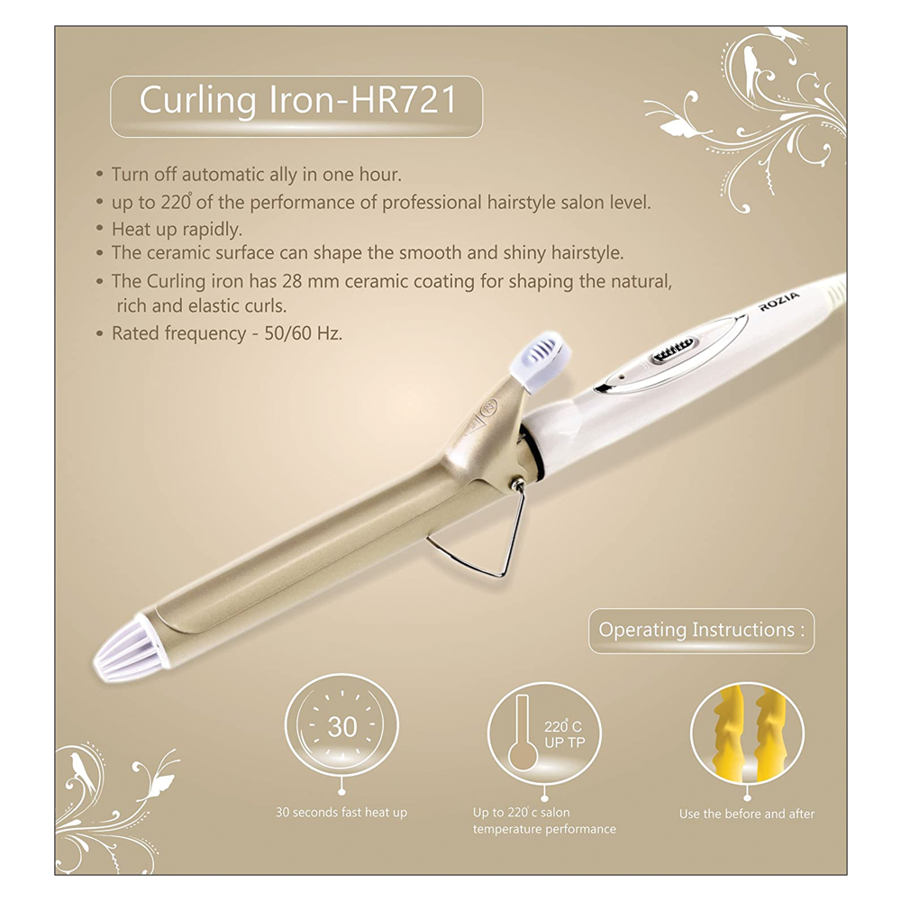 Rozia HR721 Hair Curling Tong with Temperature Display