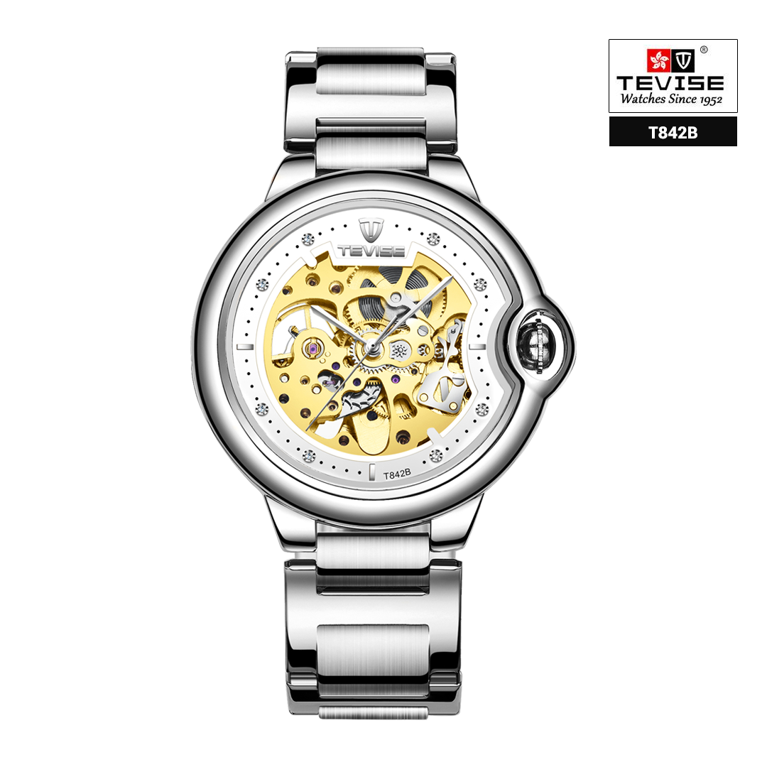 Tevise T842B Automatic Mechanical Watch Stainless Steel - Silver White