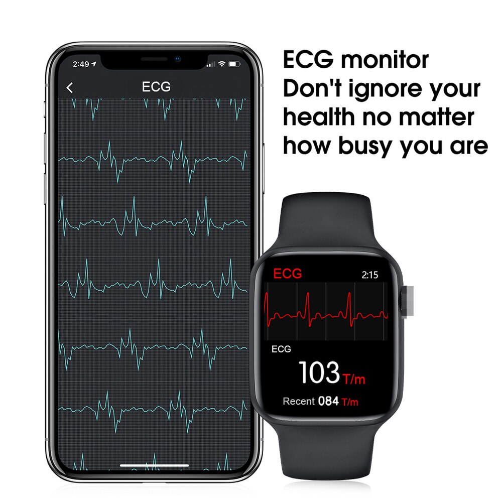Smartwatch Watch 6 HD Screen, IP68 Waterproof, ECG Heart Rate Monitor - Black