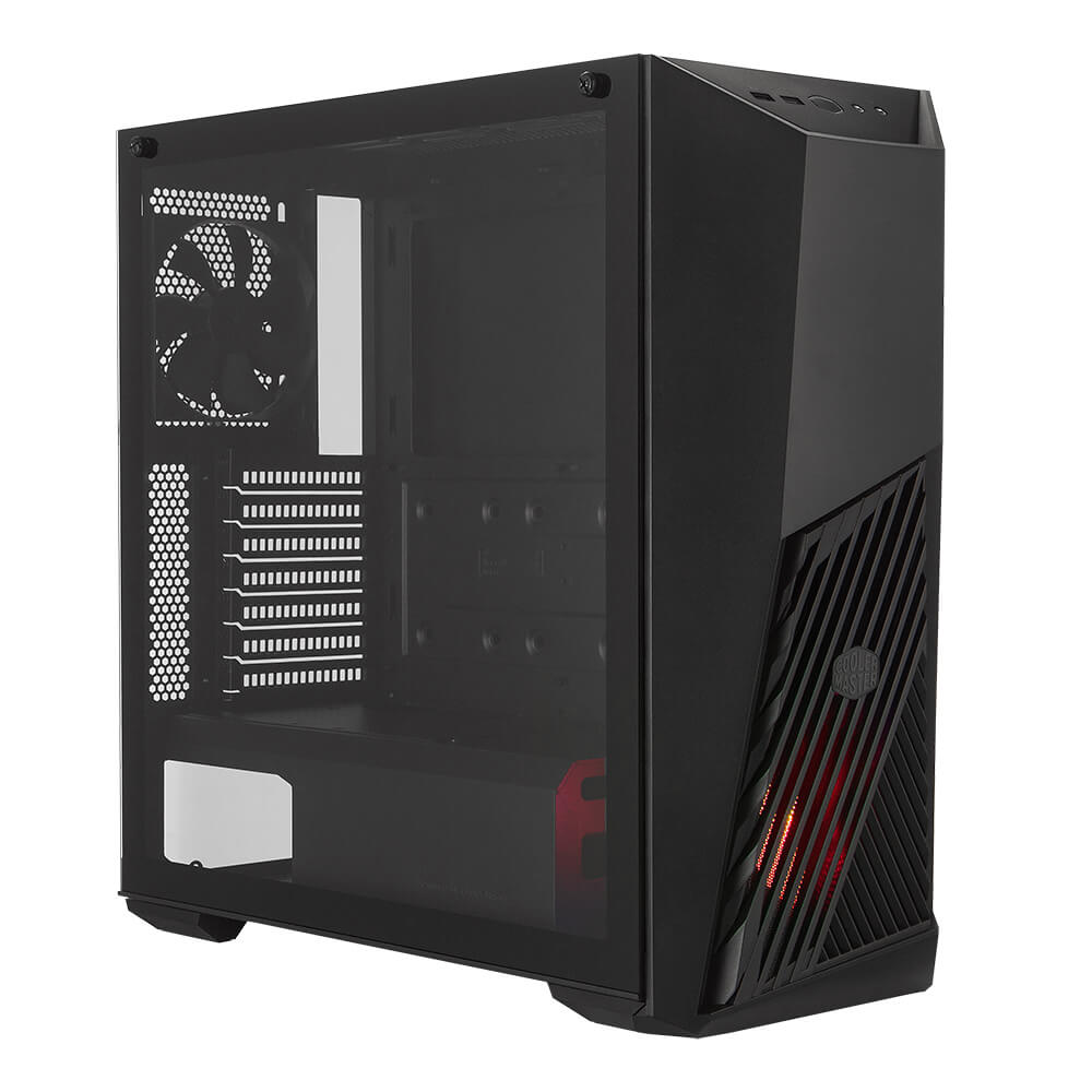 Cooler Master MasterBox K501L - MCB-K501L-KANN-S00 - Black - Mid Tower Case with Angled Ventilation, Acrylic Side Panel and Red Illuminated Fan