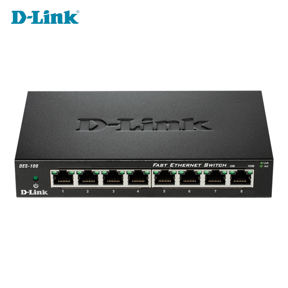 D-Link DES-108/B 8‑Port Fast Ethernet Unmanaged Desktop Switch