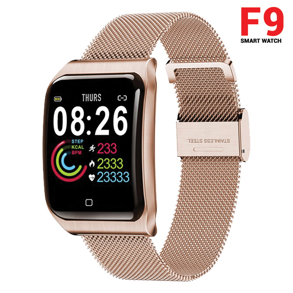 F9 Smart Watch IP68 Waterproof, Blood Pressure and Heart Rate Monitoring - Gold