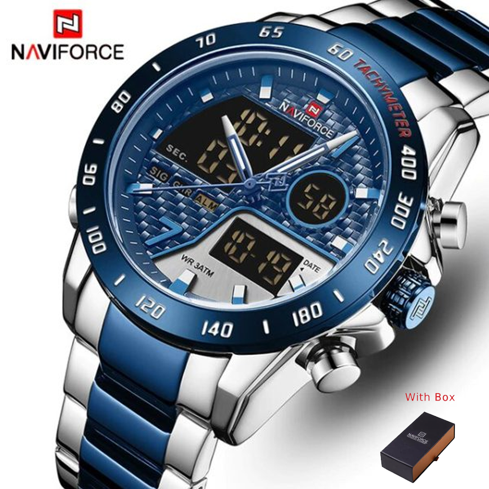 NAVIFORCE NF 9171W Dual Time 2020 Edition Luminous Stainless steel Men's watch - Coffee