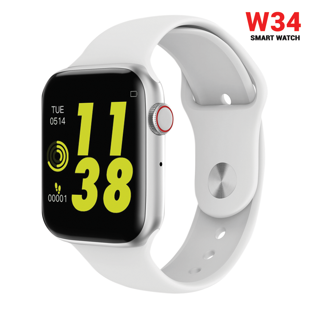W34 Smart Watch with Bluetooth Call and Heart Rate Monitoring - White