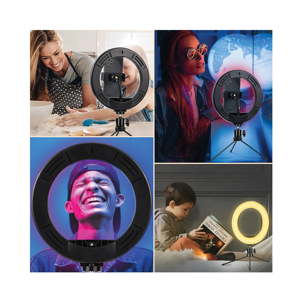 MJ20 8 inch RGB LED Soft Ring Light With Tripod Selfie Colorful Photography Live Video Light for Studio Vlog YouTube Video Live