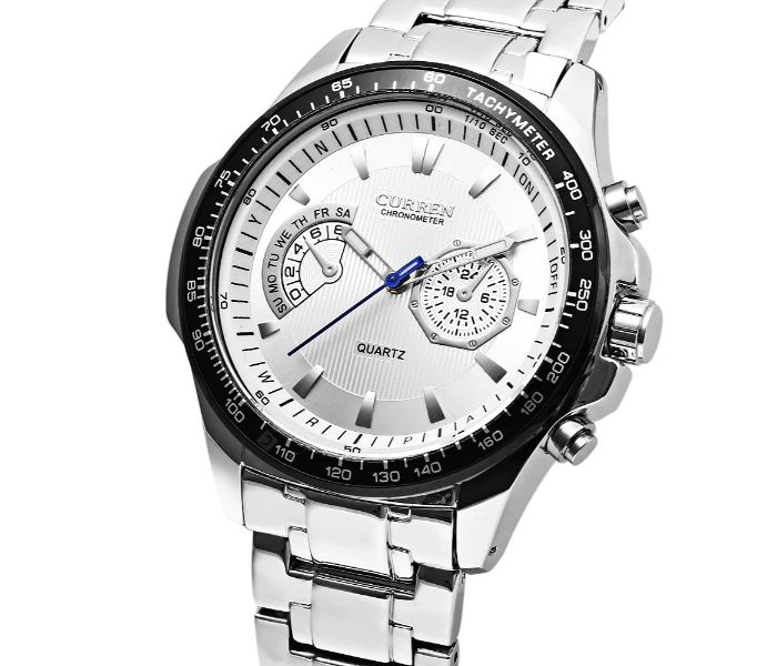 Curren 8020 Stainless Steel Analog Curren Watch For Men - Silver And White