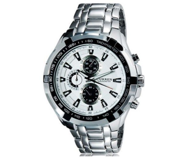 Curren 8023 Stainless Steel Analog Quartz Watch - White For Men