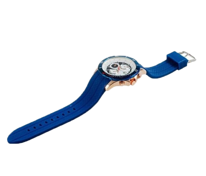 Curren 8143 White Dial with Blue Rubber Band Watch For Men