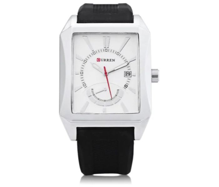 Curren 8144 Rubber Strap Analog Curren Watch For Men - Black And White