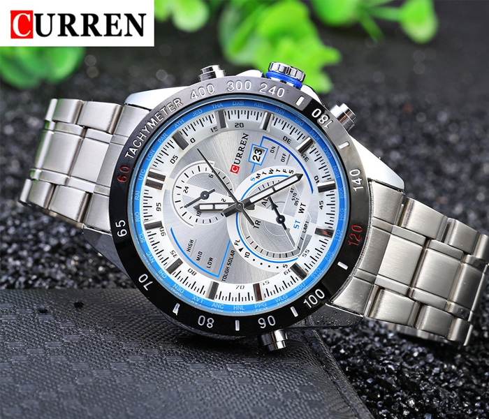 Curren 8149 Stainless Steel Band Analog Curren Watch For Men - - Silver