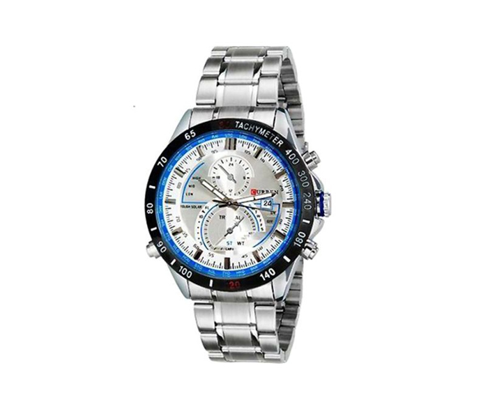 Curren 8149 Stainless Steel Band Analog Curren Watch For Men - - Silver