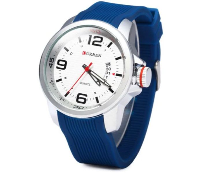 Curren 8174 Analog Quartz Curren Watch For Men - Blue And White