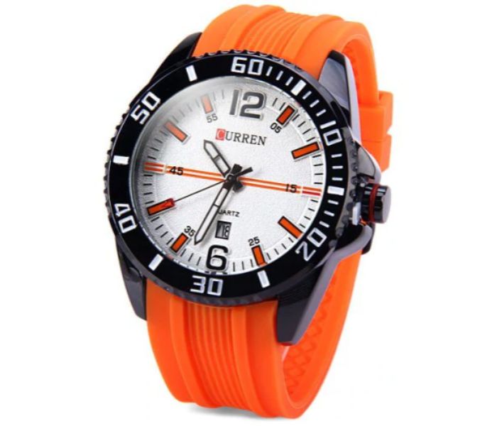 Curren 8178 Analog Quartz Curren Watch For Men - Orange And White