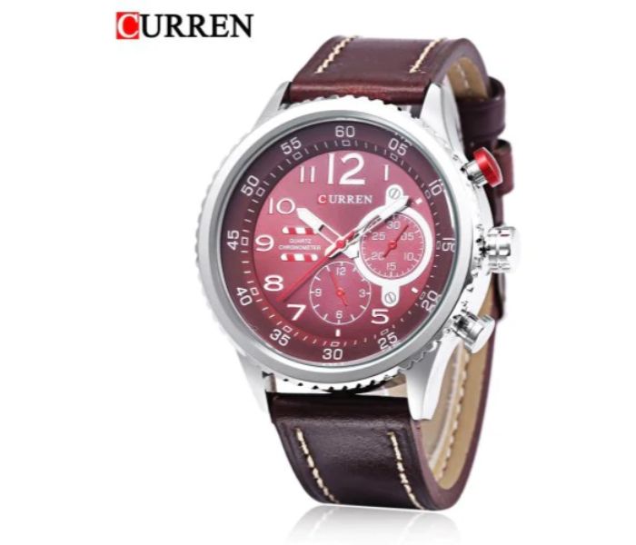 Curren 8179 Casual Analog Quartz Curren Watch For Men - Silver And Red