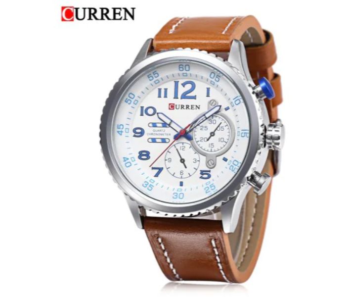 Curren 8179 Casual Analog Quartz Curren Watch For Men - Silver And White