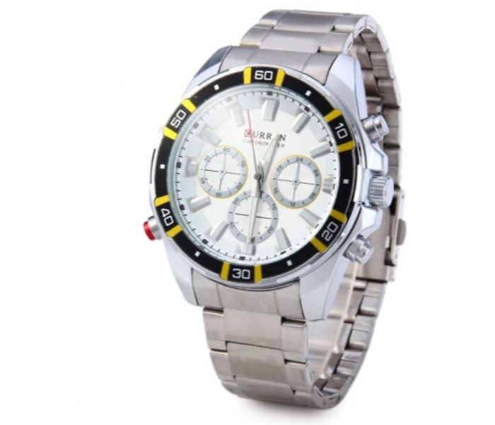 Curren 8184 Stainless Steel Analog Curren Watch For Men - Silver And White