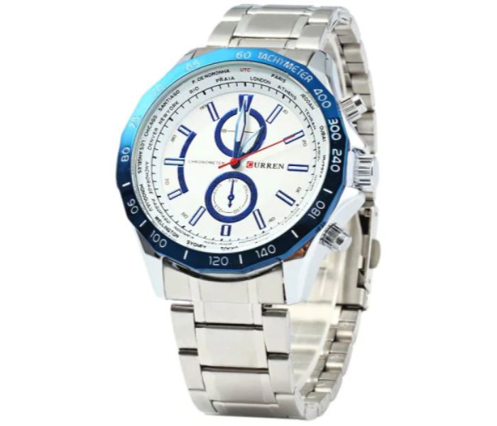 Curren 8186 Stainless Steel Analog Curren Watch For Men - Blue And Silver