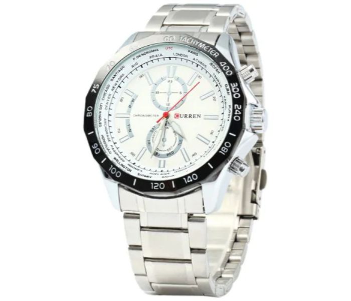 Curren 8186 Stainless Steel Analog Curren Watch For Men - White And Silver