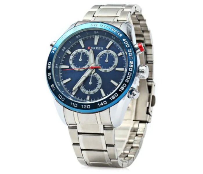 Curren 8189 Stainless Steel Analog Curren Watch For Men - Silver And Blue