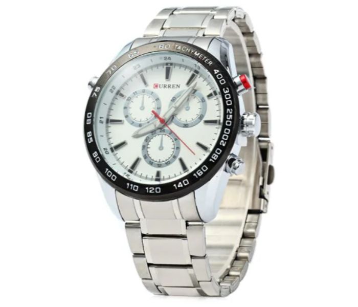 Curren 8189 Stainless Steel Analog Curren Watch For Men - Silver And White